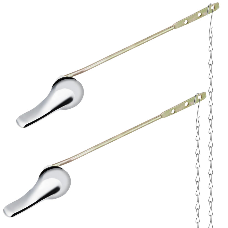 Toilet Handle Replacement Kit, Toilet Lever Flush Handle, Front Mount, Chrome, Universal Fitting Parts, 2 Pack