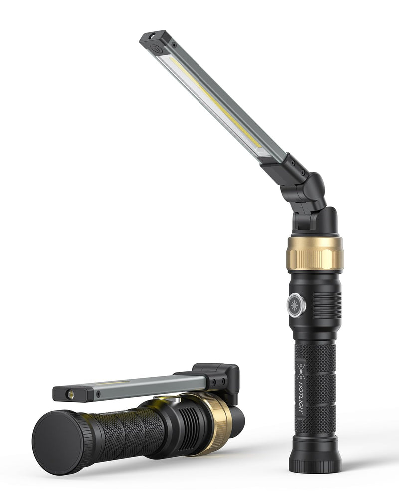 Rechargeable Work Light - 5000mAh Magnetic Work Light with 360° Rotate Foldable Design, 1200 Lumens Led Work Light, 3 Lighting Modes Mechanic Light for Car Repairing/Emergency