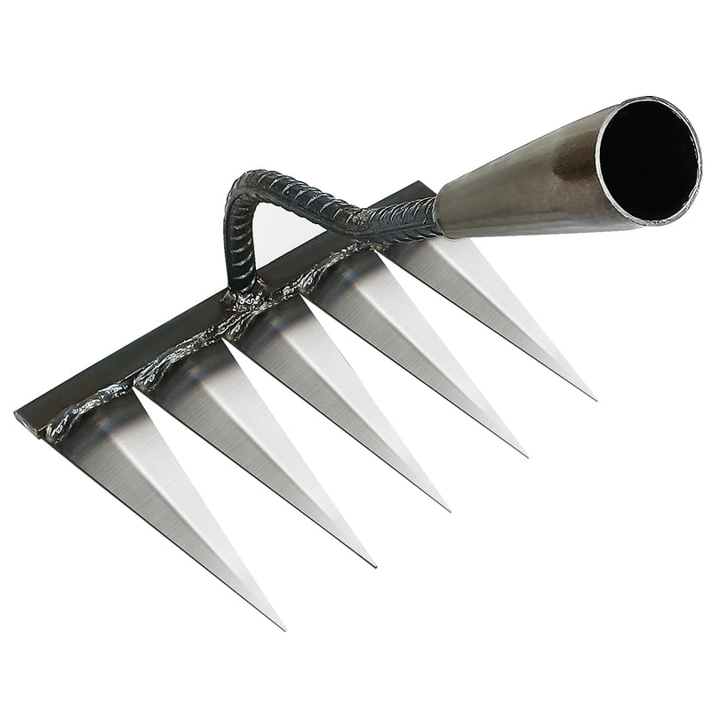 Ironrake The Heavy-Duty Iron Weeding Rake,1pc Iron Rake for Gardening and Weeding with 5 Metal Tines,Weeding Rake for Sturdy Dethatching,Ironrake for Backyard Lawn Loosening Planting Weeding