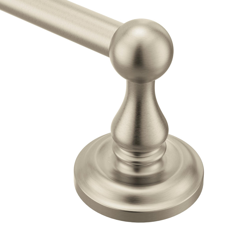 Moen Madison Collection Brushed Nickel 18-Inch Bathroom Single Towel Bar, Wall Mounted Hand or Body Towel Rack, BP6918BN