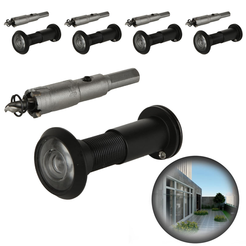 4 Pack Door Viewer Peephole 200-Degree Door Viewer with 16mm/0.63inch Drill Bit for 1-1/2" to 2-3/8" Doors Zinc Alloy Peephole for Front Door with Heavy Duty Privacy Cover, Black