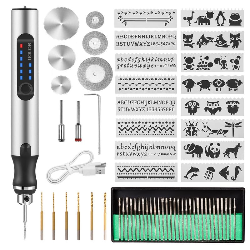 USB Rechargable Engraving Pen with 42 Bits, Mini Electric DIY Engraver Cordless Rotary Tools Portable Engraving Tool for Jewelry Wood Metal Stone Plastic Glass Etching