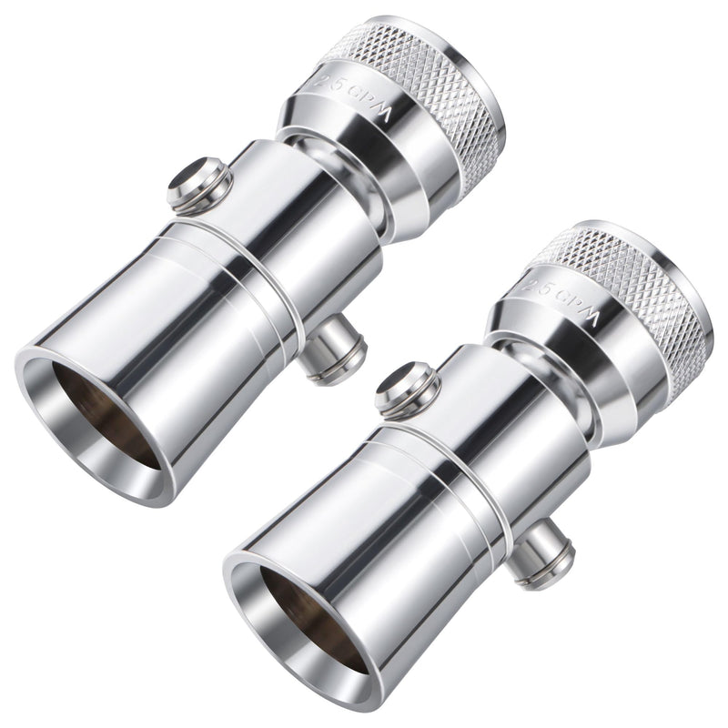 Enhon 2 Setting Pivoting Single Spray Shower Head with Shut Off Valve Replacement for 52652-PK Compatible with Delta Shower 2.5 GPM Brass Water Saving Shower Head Chrome 1" Diameter Spray Face (2 Set)