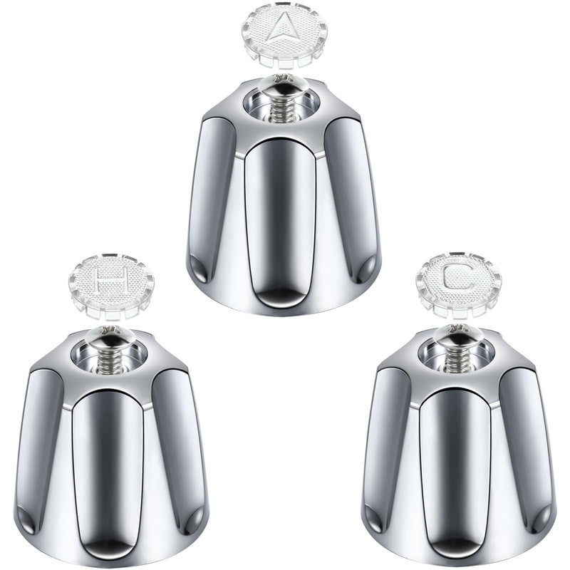 Dreyoo 3 Piece Metal Shower Knob Replacement Compatible with Price/Pfister Verve Tub Shower, Bathtub Faucet Handle Remodel Trim Kit Include 1 Hot 1 Cold 1 Diverter and 3 Screws(Polished Chrome) Polished Chrome