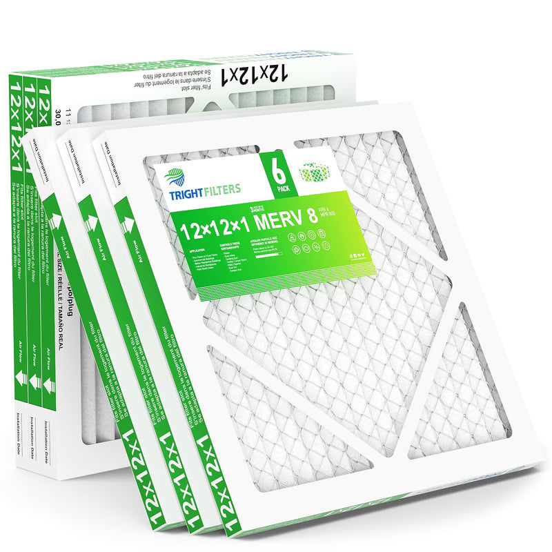 12x12x1 Air Filter 6 Pack, Durable MERV 8 Pleated Home HVAC AC Furnace Filters, Lightweight Compact Air Conditioner Filter Replacement 12x12x1