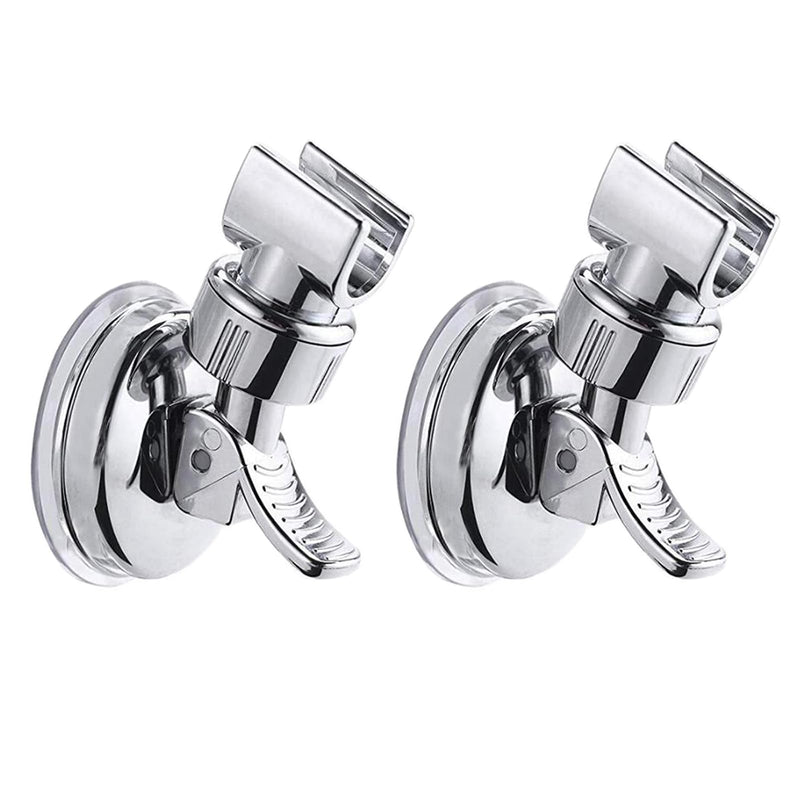 BlingKingdom 2pcs Adjustable Shower Head Holders, No Drill Shower Mounting Brackets Removable Handheld Showerhead Clips Bathroom Suction Cup Handheld Shower Head Bracket (Silver)