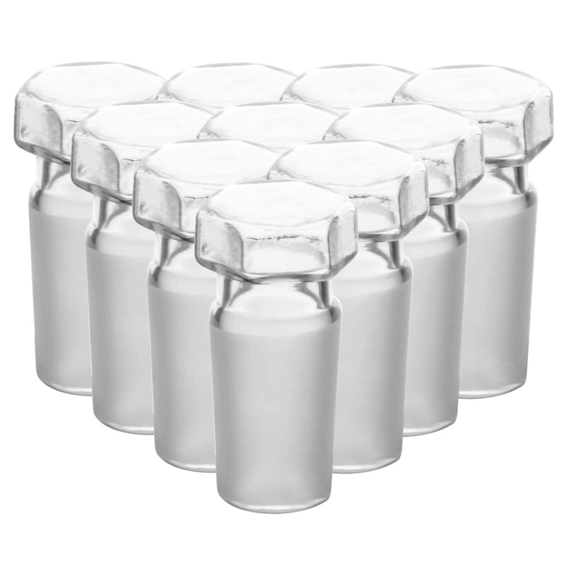 BorinGlass Hex Head Hollow Glass Stopper, (10-Pack) Hexagonal Head Glass Lab Hollow Stopper for 24/40 Standard Taper Joint Stopper Outer Joint Glass with Closed Bottom 24/40 Joint