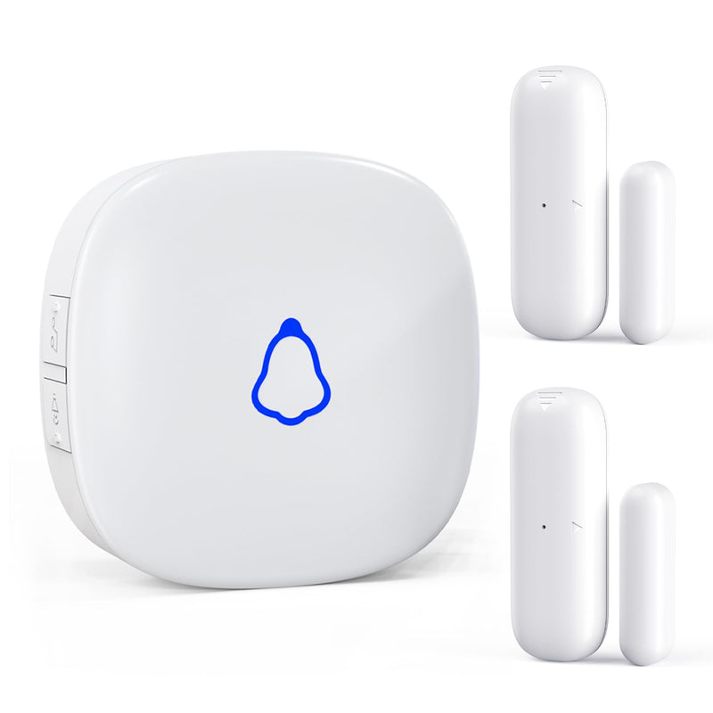 Door Alarms When Opened, METAK Wireless Door Sensor with 500Ft Wider Range LED Indicator, Personalized Door Chime Offers 58 Chimes 5 Volume Levels for Home Store Office, 2 Sensors+1 Receiver White