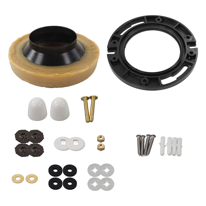 Toilet Wax Ring, Wax Ring for Toilet Base Seal Ring Replacement Kit with Closet Bolts Toilet Flange Repair Kit Thick Flange and Retainer Washers for Toilet Gas Odor Drain Pipe Watertight Sealing