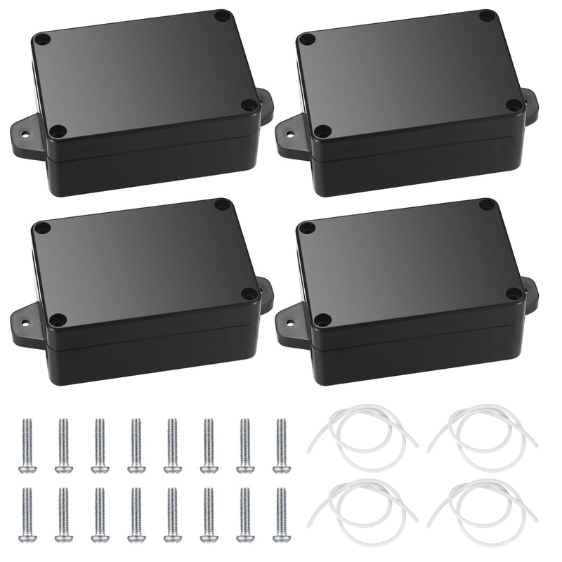 Project Box, 4pcs Junction Boxes, IP65 Waterproof Electrical Boxes, ABS Plastic Dustproof Electrical Project Case Power Junction Boxes with Fixed Ear for Outdoor Electronics - 3.3x2.3x1.37 C
