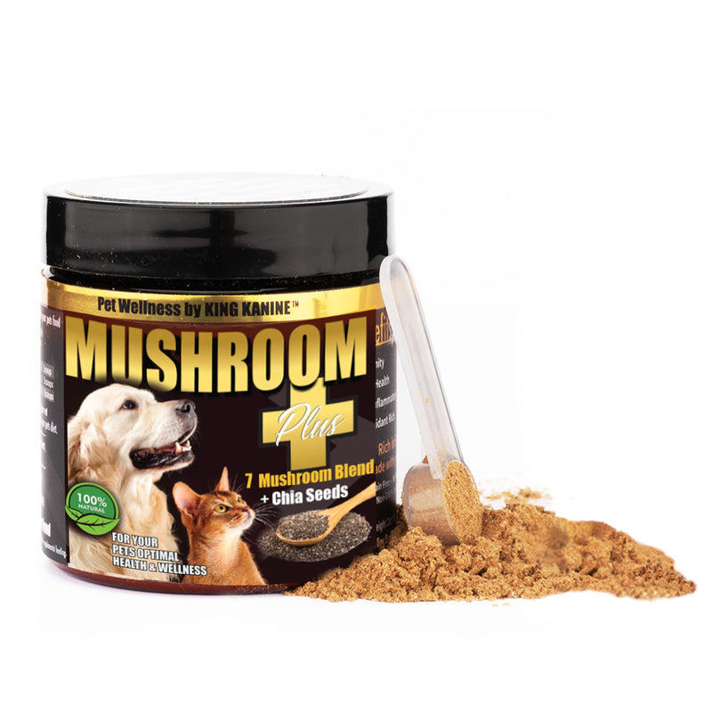 King Kanine Mushroom Plus, Protein & Joints 2 oz | Organic Powder to Improve Optimal Health & Pets Wellness | Supplement for Dogs & Cats Care Made with Fiber & Vitamins | Veterinarian Approved - PawsPlanet Australia