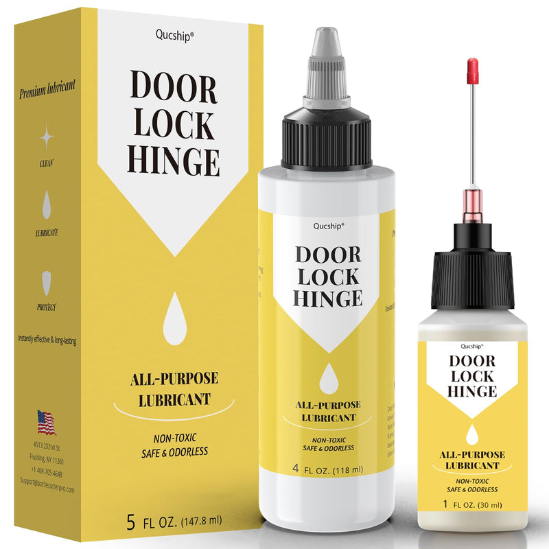 Door Hinge Lubricant kit | 4 oz + 1 oz Needle Combo, Long-Lasting Lock Lubricant, Upgraded Squeaky Door Hinge Lubricant for Door, Hinge, Lock, Tools, Bicycles - by Qucship