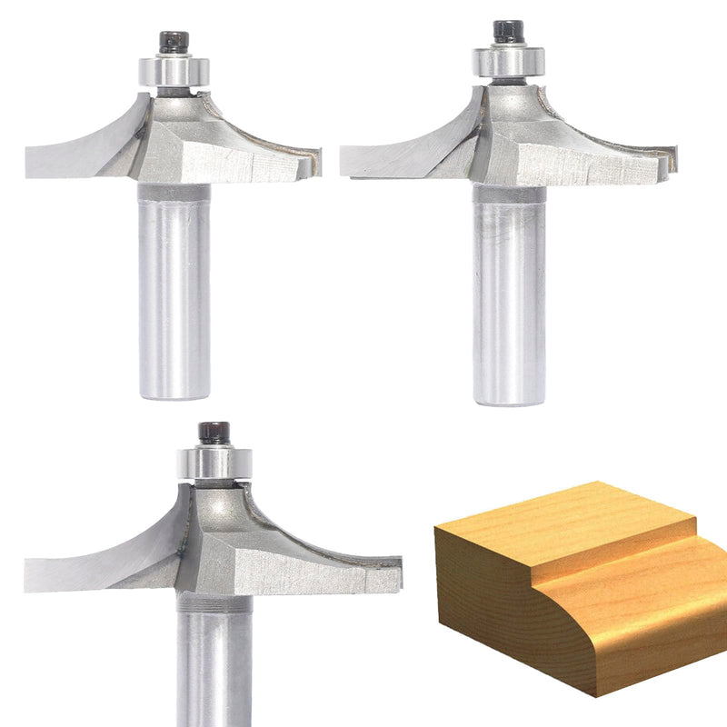 3Pcs Table Edge and Handrail Router Bit,1/2 Inch Shank, Cutting Depth 3/4",7/8",1" Thumbnail Edge Cutters, Carbide Tipped 2 Flute, for Table Wood Profiling,Molding,Edging 3 Pcs Thumbnail (1/2" x 2"-2-1/2")