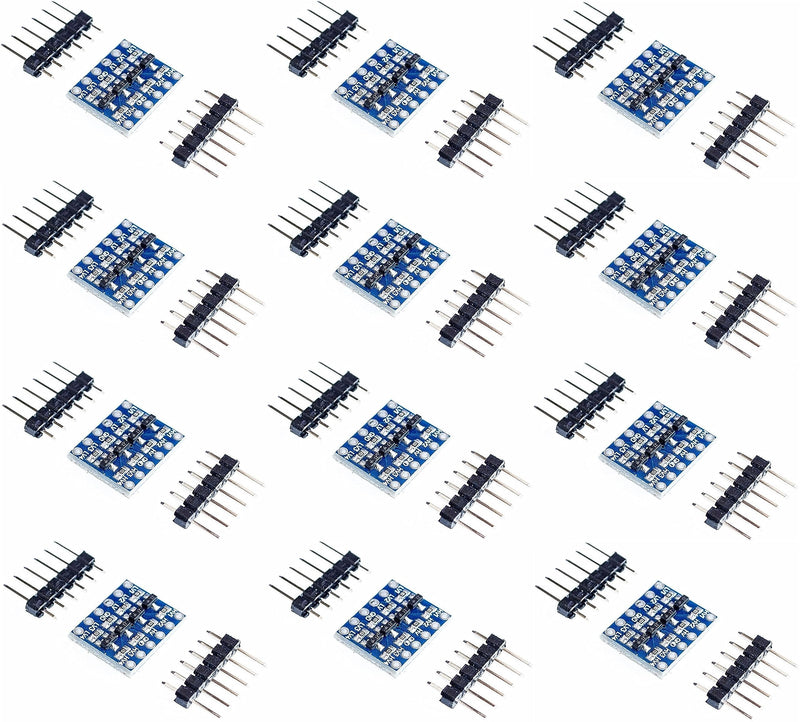 WWZMDiB 12 Pcs Logic Level Shifter Converter Module Bidirectional 3.3V to 5V, 5V to 3.3V UART, IIC, SPI, 1-Wire 4 Channel