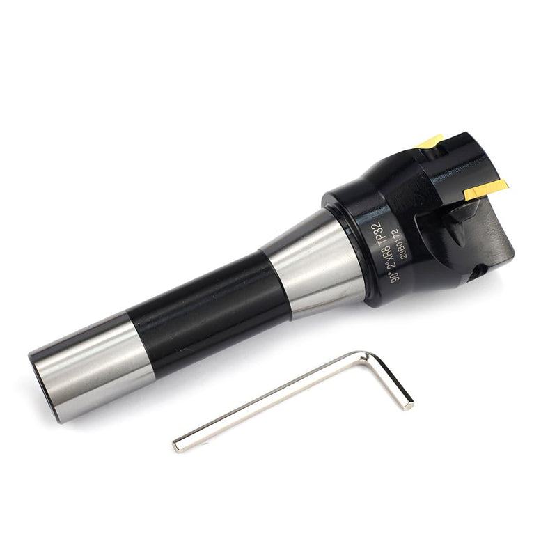 Indexable End Mill with 3 Pcs TPCN32PDTR Tpg32 Carbide Inserts, 2" Cutting Diameter, 6" Overall Length, 90 Degree, R8 Shank, TP32, 3 Flutes