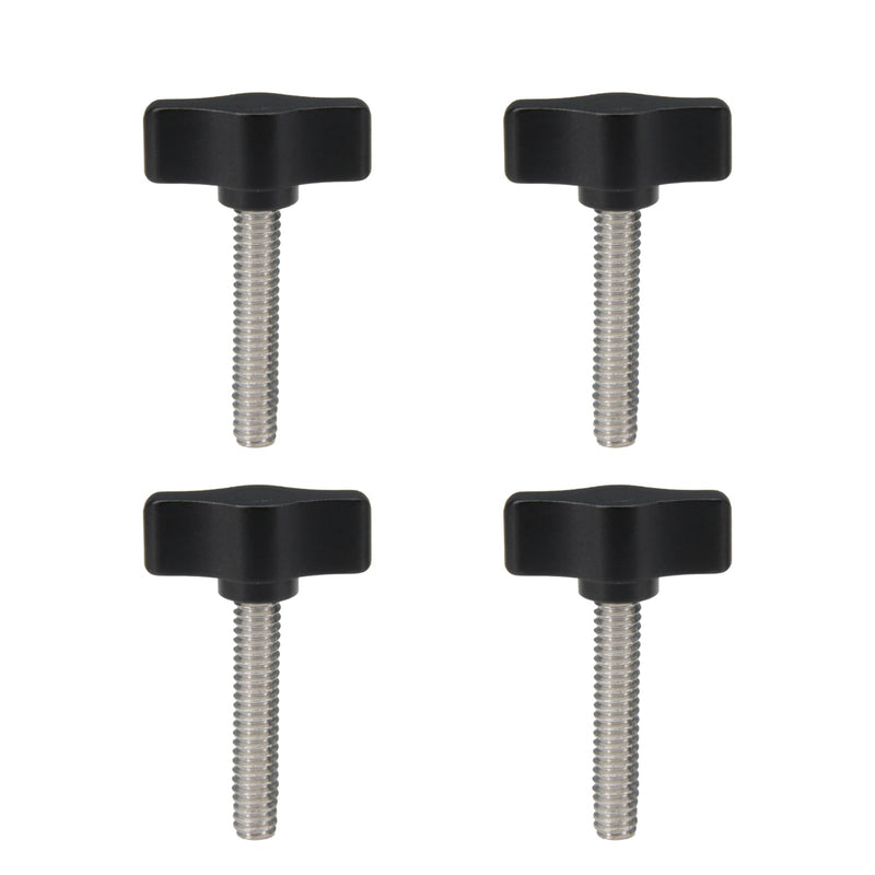 Zeberoxyz 4pcs 1/4"-20 x 1-1/4" Thumb Screws Stainless Steel with Black Aluminum Knob Standard/Coarse Thread Thumbscrew-Length: 1-1/4" (Size: 1-1/4") 1-1/4"