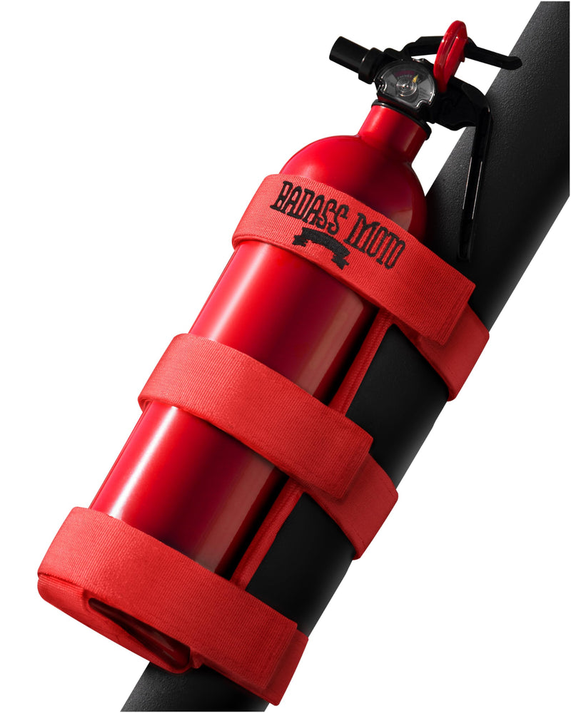 Badass Moto for Jeep Fire Extinguisher Mount, Fits Jeep Gladiator Fire Extinguisher Holder for Jeep Wrangler 1965-2024 JL JK JKU TJ CJ - No Tool Install for Roll Bar Jeep Accessories, Jeep Gifts, Red Revv Red