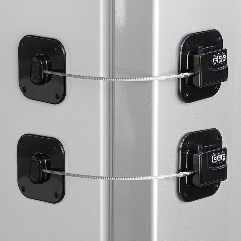 Refrigerator Lock, Heavy Duty Fridge Lock, Combination Lock for Refrigerator Cabinets, Drawers, Safety Lock, Easy Install No Keys Needed (Black-2Pack) Black-2Pack