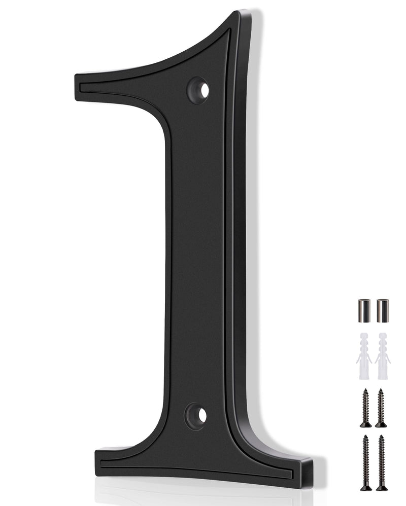 House Numbers 1, Emotionlite House Address Numbers, Black Large Modern House Numbers for Outside, Metal Mailbox Number, 5" Zinc Alloy Style 5 inch