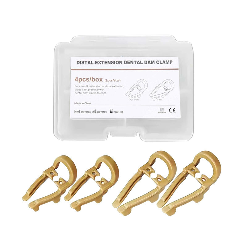Dental Rubber Dam Clamps, Dental Distal Premolar Resin Clip Rubber Sheets Barrier Clips, Long Short Dentistry Material Teeth Repair Tools