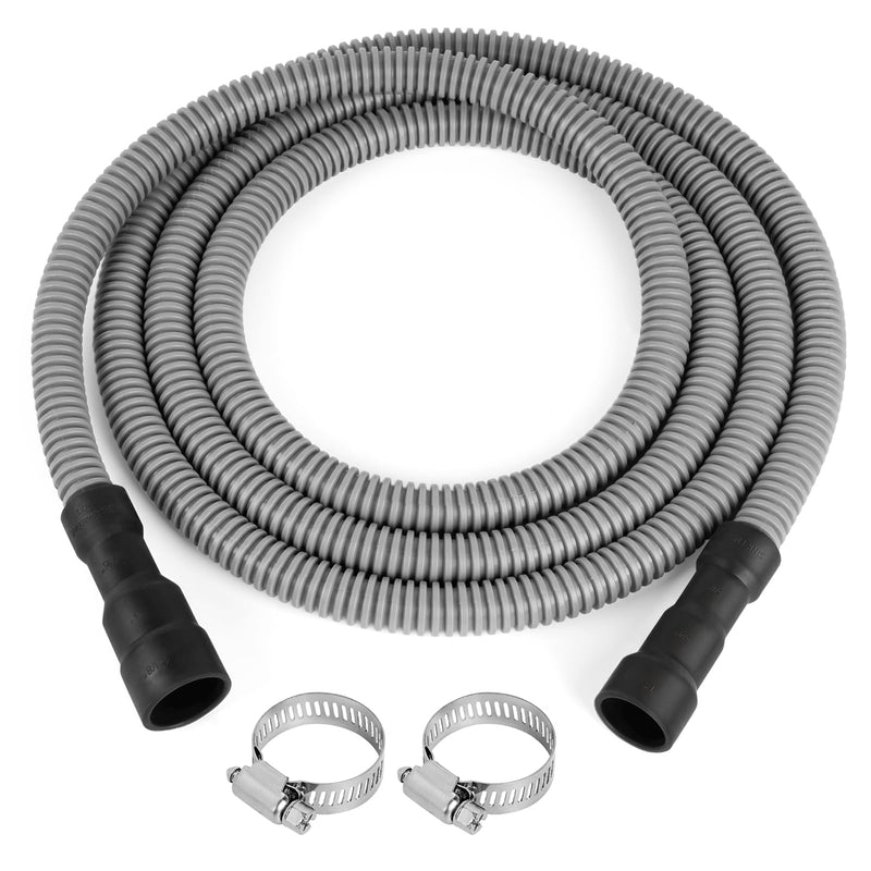 10 FT Dishwasher Drain Hose, Corrugated and Flexible Dishwasher Hose Drain Replacement with Clamps, Discharge Hose Fits 11/16", 1", 1-1/8" Dishwasher End 10 FT Dishwasher End Size：11/16", 1", 1-1/8" Sink End Size：5/8", 3/4", 1"