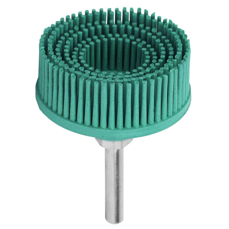 2 Inch Bristle Disc, 1/4 Inch Shank 120# 80# 50# Grit Bristle Polishing Brush Bristle Disc Emery Rubber Abrasive Brush Polishing Grinding Wheel for Burr Removal (Green 50#) Green