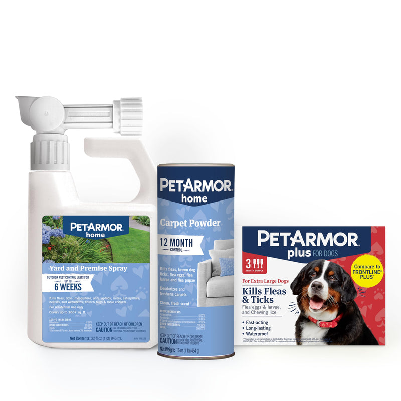 PetArmor Plus Flea & Tick Prevention for Dogs 89-132 lbs (3 Doses) + PetArmor Home Carpet Spray and Yard Spray for Fleas & Ticks, Total Flea & Tick Prevention - NewNest Australia