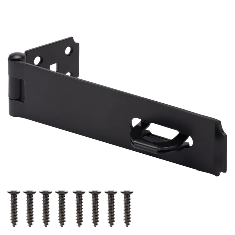 Door Lock Hasp Latch, Iron Safety Packlock Clasp Hasp Lock Latch, Extra Thick Gate Lock Hasp with Screws Brushed Finish 1 Pack(7-1/2 Inch)