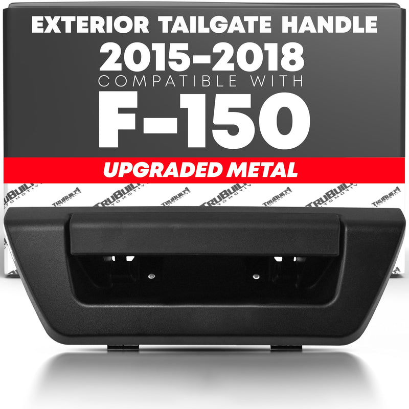 Tailgate Handle & Bezel Assembly, Upgraded Metal - Compatible with 2015-2017 Ford F-150 - Exterior Lift Gate Latch Set - Textured Black - No Camera, LED Hole - OEM FL3Z-9943400-JA, 97695