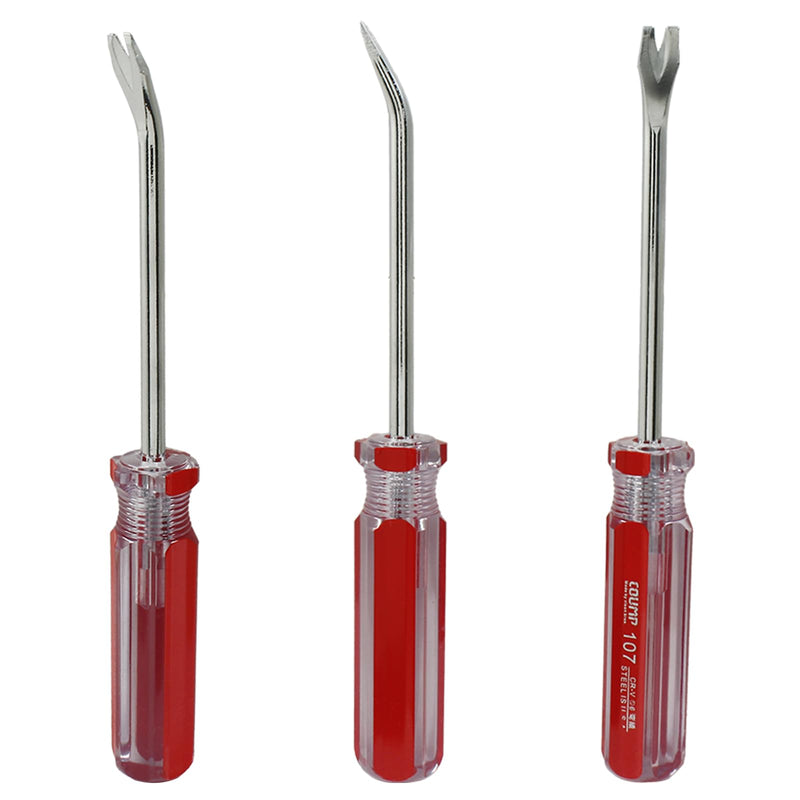 3 Pcs Tack Lifter Nail Puller, Elbow Head V Tip Nail Staple Rivet Tack Puller Screwdriver Tool, Length: 7.4"