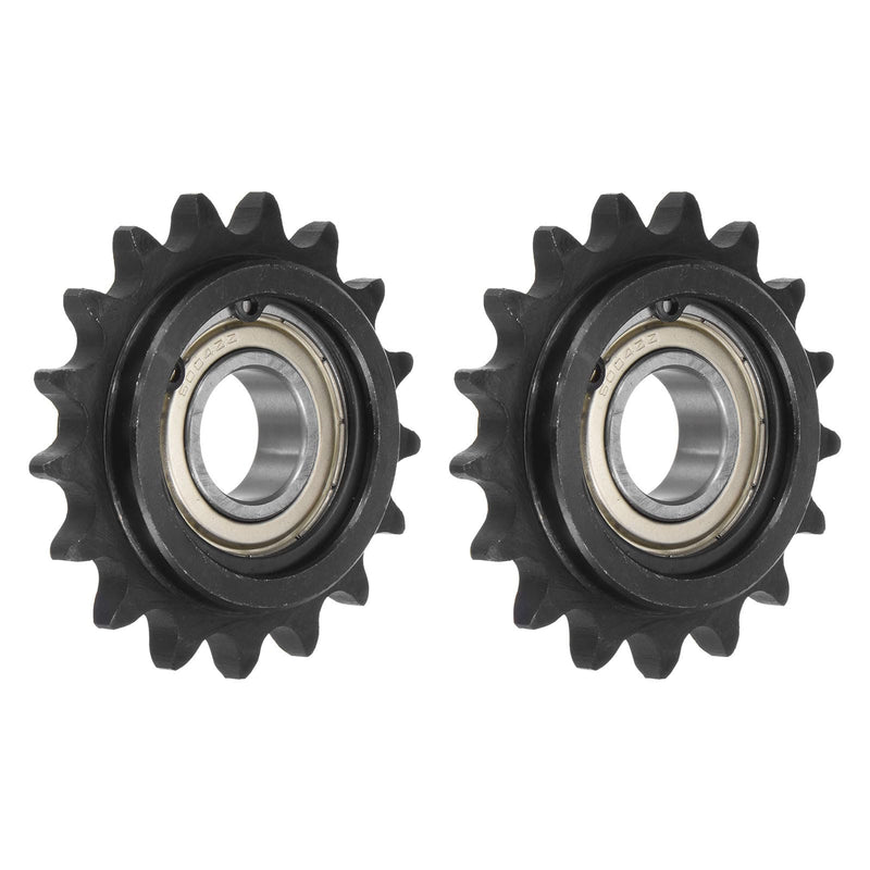 uxcell #40 Chain Idler Sprocket, 20mm Bore 1/2" Pitch 17 Tooth Sprocket Tensioner, C45 Carbon Steel 40 Roller Chain Sprocket with Bearing for ISO 08A Chain, 2Pcs 74mmx20mm