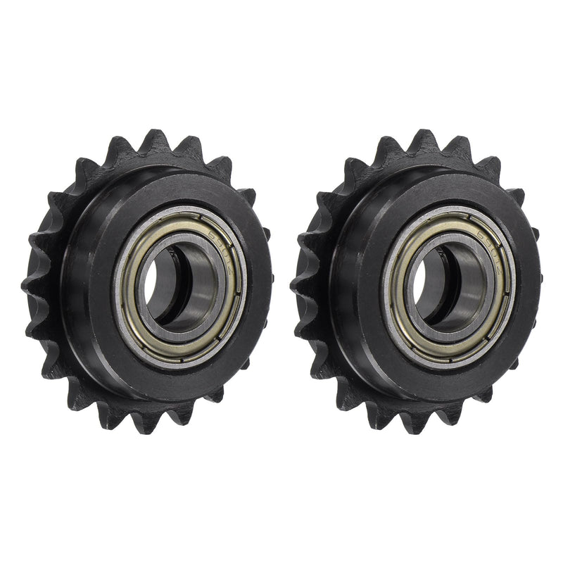 uxcell #25 Roller Chain Idler Sprocket, 12mm Bore 1/4" Pitch 20 Tooth Sprocket Tensioner, C45 Carbon Steel 25 Roller Chain Sprocket with Bearing for ISO 04C Chain, 2Pcs 44mmx12mm