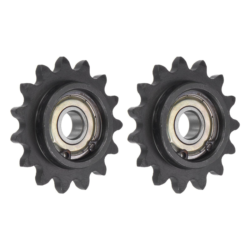 uxcell #35 Chain Idler Sprocket, 10mm Bore 3/8" Pitch 15 Tooth Sprocket Tensioner, C45 Carbon Steel 35 Roller Chain Sprocket with Bearing for ISO 06C Chain, 2Pcs 49mmx10mm