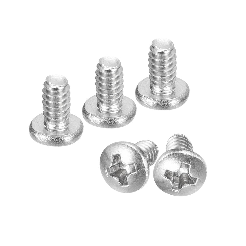 uxcell #6-32x1/4 Pan Head Machine Screws, 304 Stainless Steel 18-8 Screw, Phillips Drive, Fully Threaded, Bright Finish, Pack of 25 #6-32x1/4"