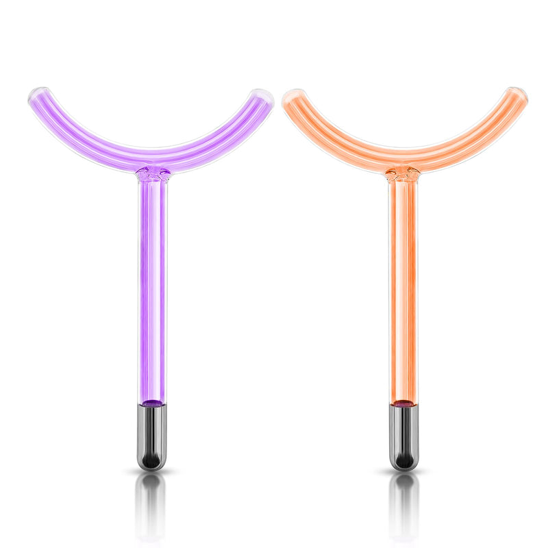2pcs Electrode Wand Glass Tube Handheld Spare Parts Elitzia ETHB01 (Purple and Orange Y Shape)