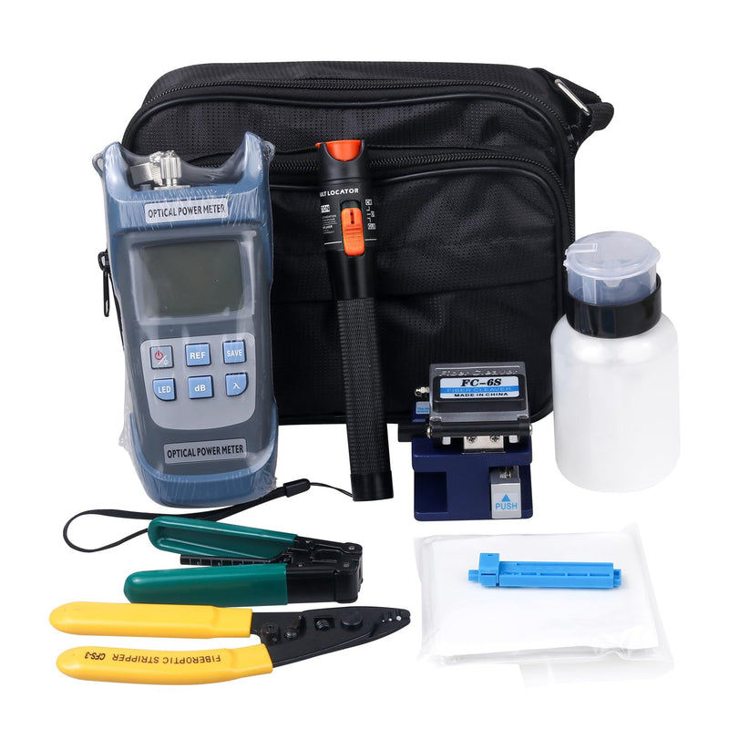 Fiber Termination Kit, 10Km Visual Fault Locator, Fiber Light Meter G710A, Fiber Cleaver F-6S, FTTH Fiber Optic Tool Kit for CATV Engineering