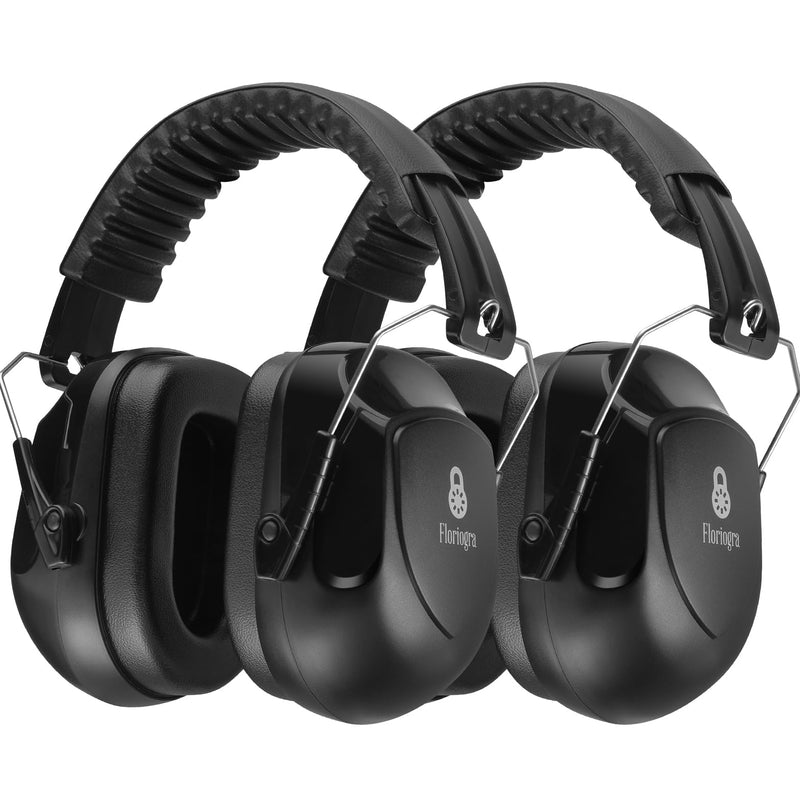 2 Pack 34dB Noise Canceling Headphones For Shooting, Hearing Protection Earmuffs, Ear Protection Headphones, Thickened Headband Ear Muffs For Noise Reduction For Shooting, Construction,Mowing Black+black