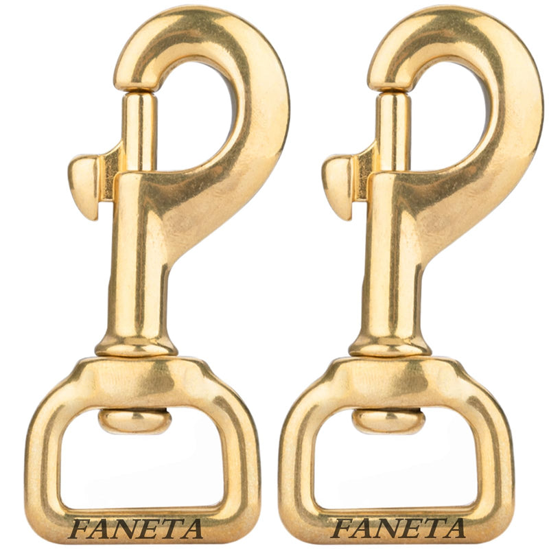 3-1/8 inch Solid Brass Swivel Bolt Snap Hooks 7/8 inch Square Swivel Eye Single Ended Trigger Clips Keychain Holder for Leathercrafts, Dog Collar, Pet Leash, Flag Halyard and More (2 Pieces)