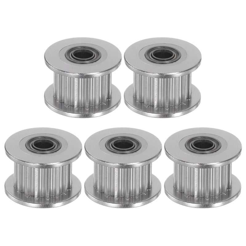 HARFINGTON 5pcs 2GT Idler Pulley 16 Teeth 3mm Bore 13mm Dia. Aluminum Timing Belt for 6mm Width Belt 3D Printer CNC Machine Accessories, Silver Tone 16Teeth 3mm Bore 13mm OD 6.5mm Width