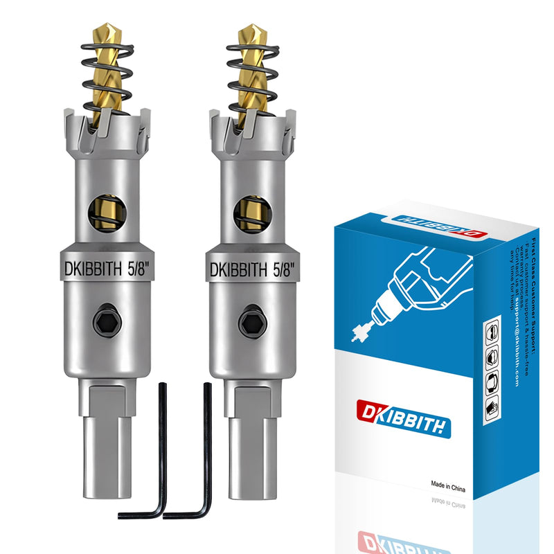 TCT Hole Saw Set, 2-Pack of 5/8" (16mm) Heavy Duty Tungsten Carbide Tipped Hole Cutters for Stainless Steel Mild Steel Copper Iron Brass Plastic and More, with Titanium-Plated Pilot Drill Bits 5/8"(16mm)
