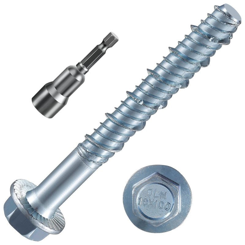 5/16" x 3" Zinc Plated Large Diameter Concrete Screw for Anchoring to Masonry, Brick or Block (10 pcs) 10 5/16" x 3"