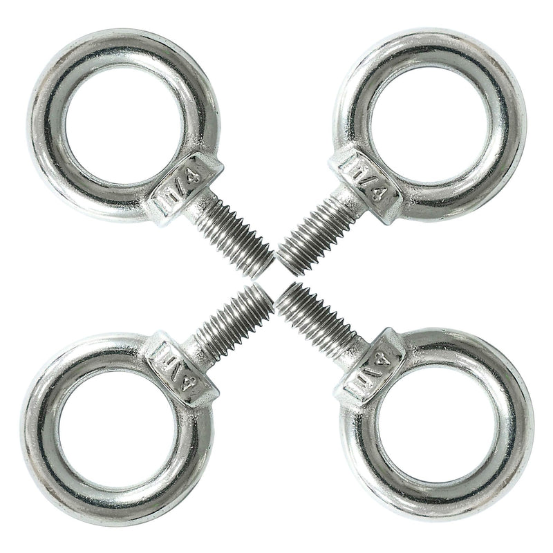 5/16" UNC Lifting Shoulder Eye Bolts, Marine Grade 316 Stainless Steel Threaded Nut Fastener, 4 Packs 5/16"-18X0.6"