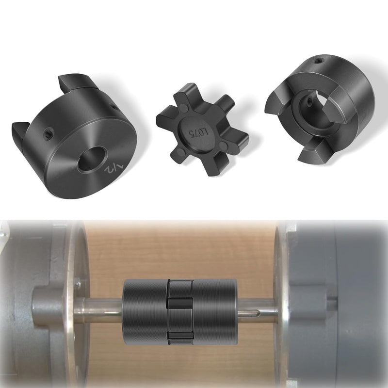 1/2" to 3/4" L075 Flexible 3-Piece L-Jaw Coupling Coupler Set & Buna-N NBR Rubber Spider for Log Splitter Hybrid Equipment