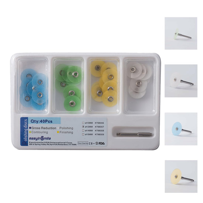 Dental Composite Finishing Polishing Disc 40Pcs Metal Connector Polishing Kit (12MM) 12MM