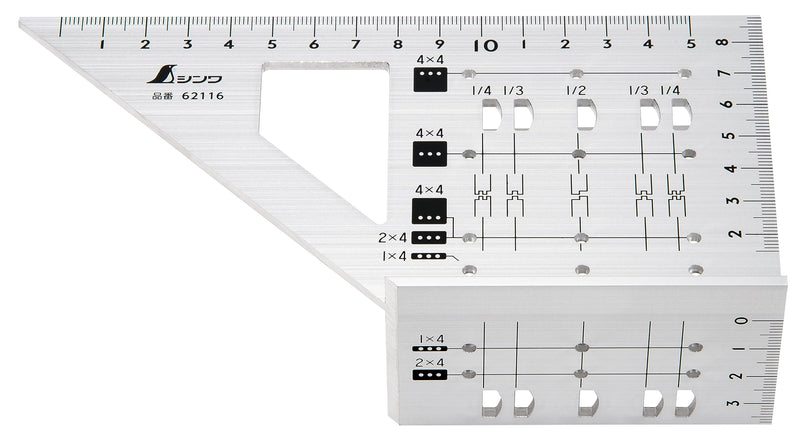 Shinwa Sokutei 62116 2 x 4 Stop Ruler, Aluminum