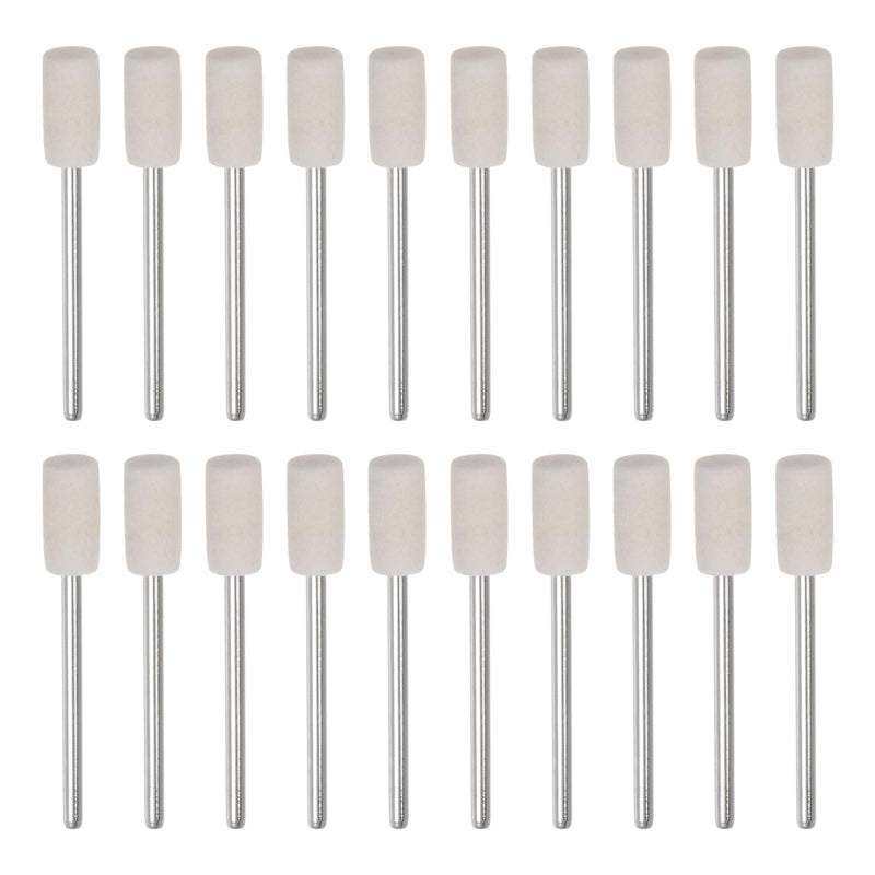 HARFINGTON 20pcs Wool Felt Mounted Mandrel Points 6mm Head 1/10 Inch Shank Cylinder Polishing Bits Burrs Felt Polishing Buffing Wheel for Rotary Tool 6mm x 12mm