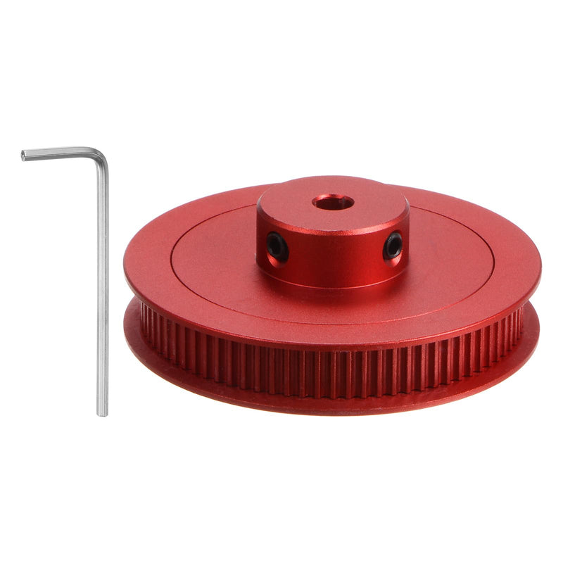 HARFINGTON 2GT Timing Pulley 80 Teeth 5mm Bore 55mm Dia. Aluminum Timing Belt Pulley with Hex Wrench for 6mm Width Belt 3D Printer CNC Machine Accessories, Red 80Teeth