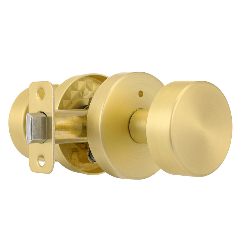 Gold Door Knob Privacy Door Knobs Interior Satin Brass Door Knobs Modern Round Door Handles for Bedroom and Bathroom Brushed Gold Door Knob 1 Pack Privacy