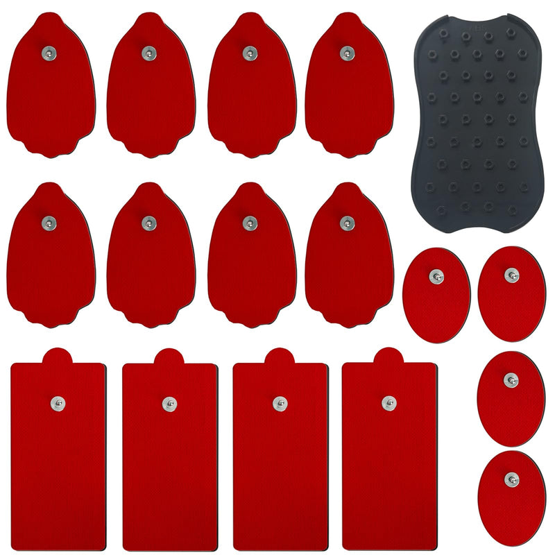 TENS Unit Replacement Pads with Pad Holder, Reusable More Than 35 Times, Snap Electrode Pads SM Electrodes for Tens Unit with Standard 3.5mm Snap-on Connector (16PCS)