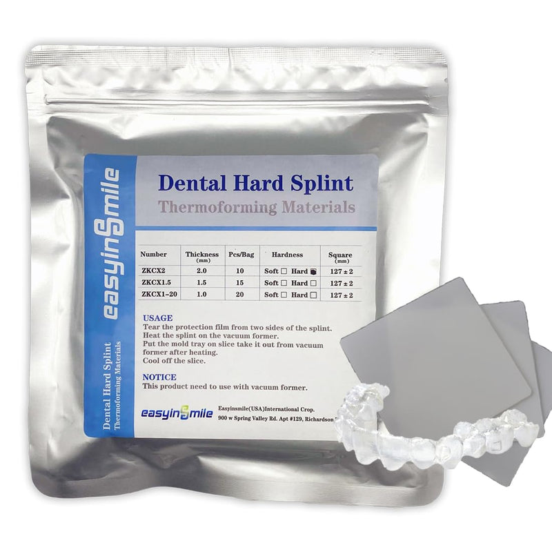 Dental Hard Splint 10 pcs Vacuum Forming Splint 2.0MM Lab Orthodontic Splint Thermoforming Material for Vacuum Forming Machine (2.0MM)